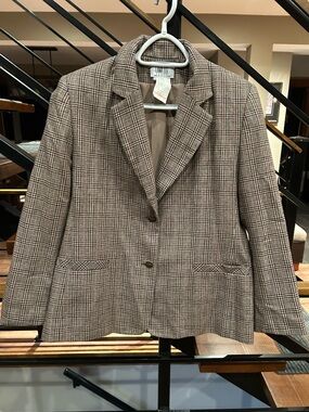 Vintage Talbots Brown & Black Glen Plaid Single-Button Blazer
